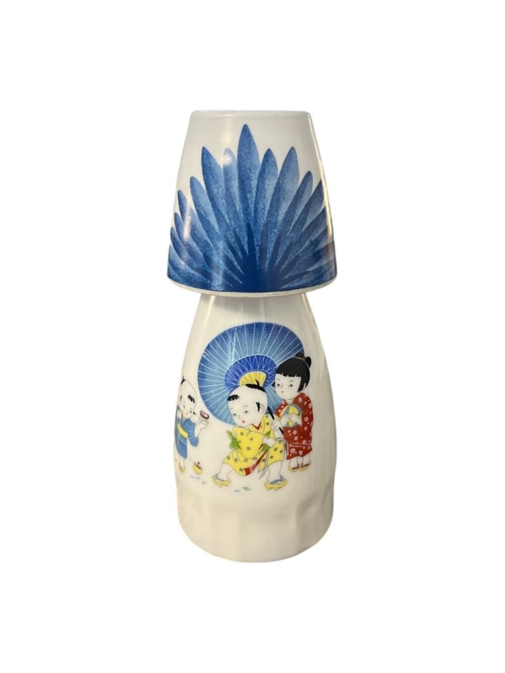 Vintage 1980s TTC China Taiwan Sake Bottle Japanese Children Design with Cup